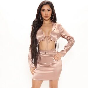 Eliora Satin Satin Tie-Front Cutout Mini Dress